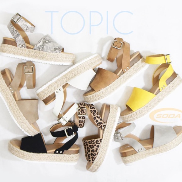 Size 10 Topic Tan Ankle Strap Espadrille Flatform Sandal - Picture 8 of 8